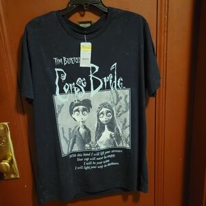 Tim Burton's Corpse Bride Short Sleeve Crown Blue Shirt Size L